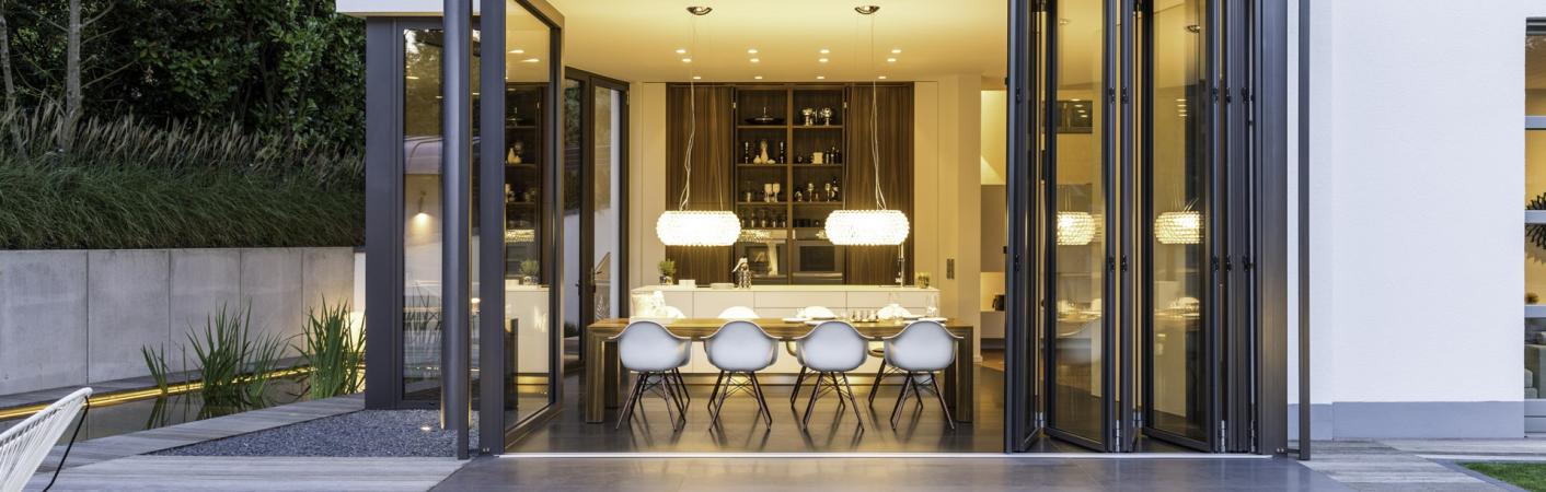 Glas-Faltwand Esszimmer